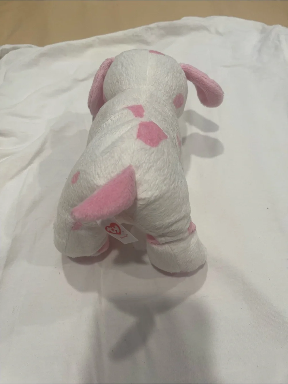 Ty White and Pink Plush Puppy Dog Toy
